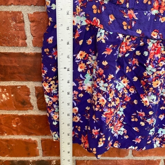 Torrid 1 Womens Blue Floral Multicolor Challis Shirred Back Spaghetti Strap Tank - Picture 6 of 8